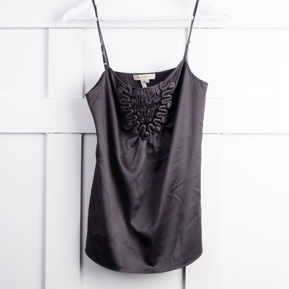 BCBGeneration purple grey satin-like tank top size S